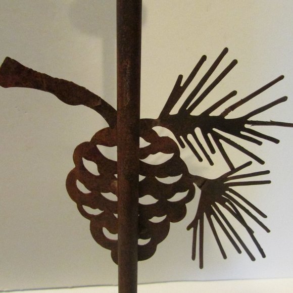 set of 2 metal pinecone candle holders cabin winter nature decor - Picture 7 of 10